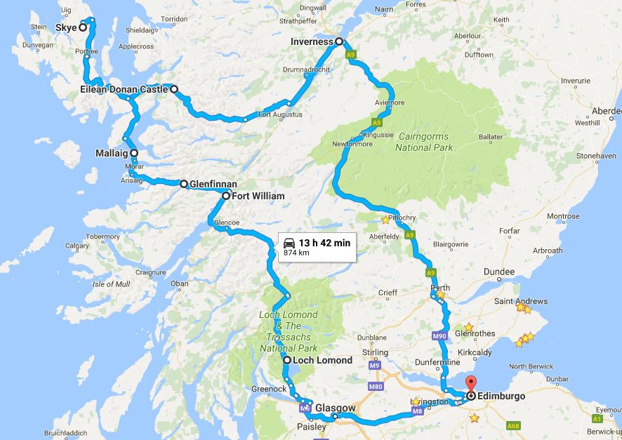 scozia on the road - mappa della scozia, viaggio in scozia