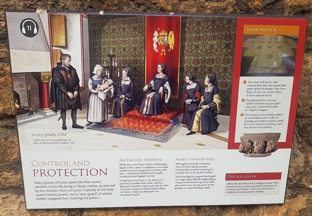 maria stuarda a Linlithgow palace, pannello informativo