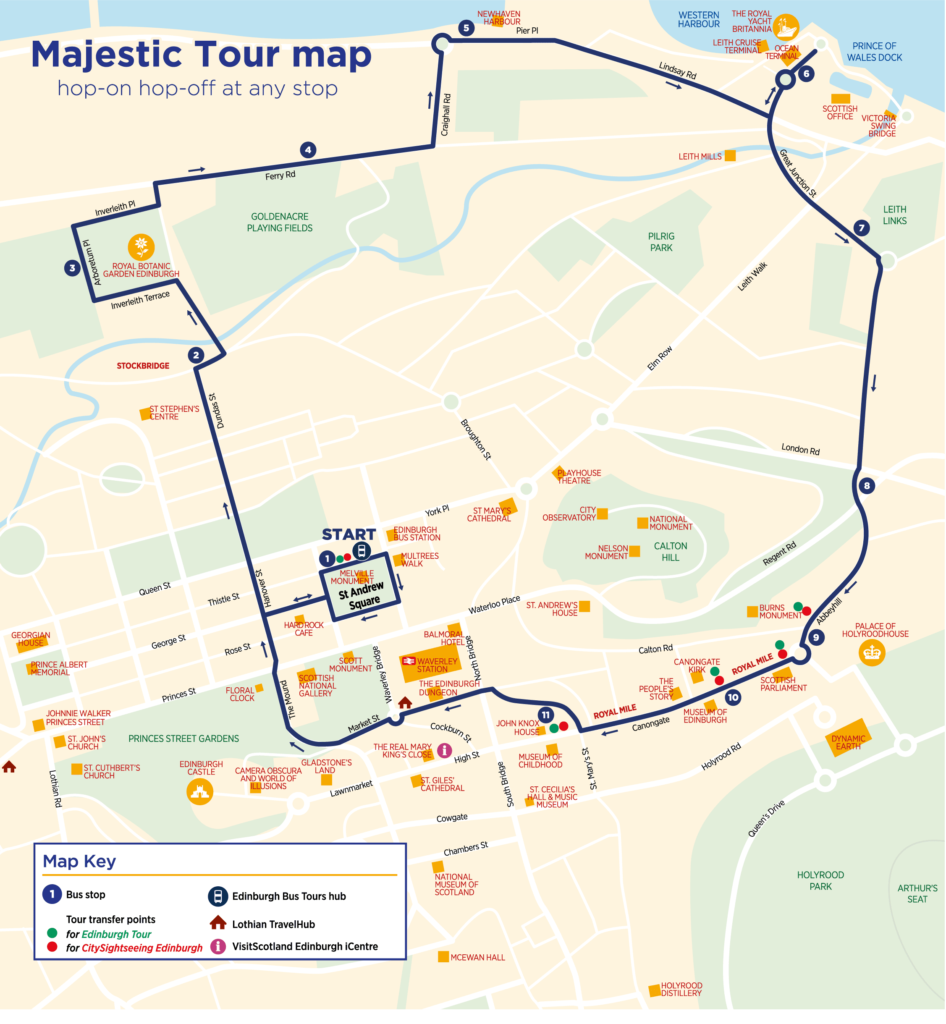 majestic tour edinburgh map