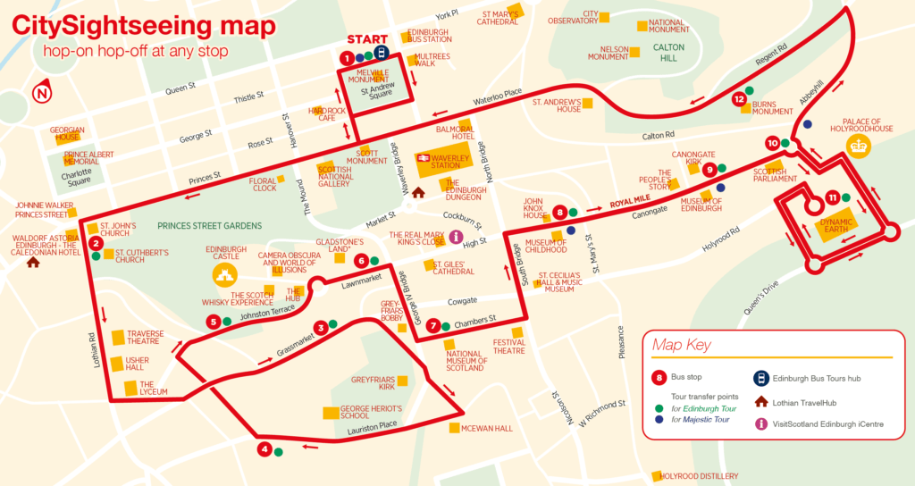 city sightseeing edinburgh map