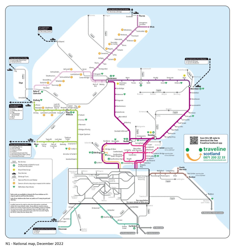 mappa treni in scozia, spostarsi in scozia