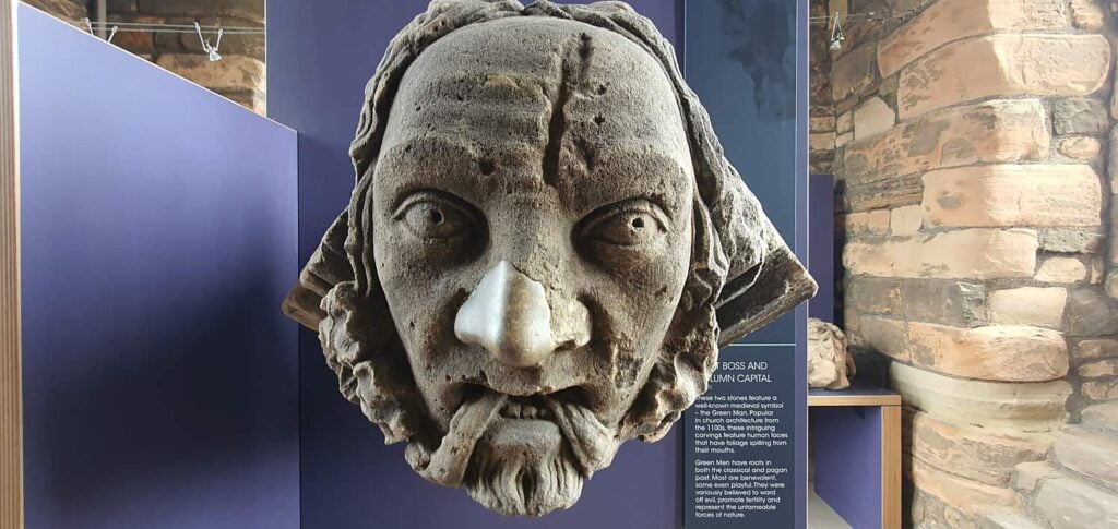 carved stone elgin, the green man