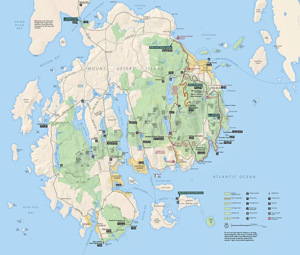 mappa di acadia national park